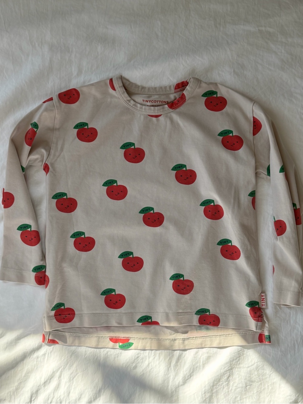 TINYCOTTONS Kids 4Y Apple Print Long Sleeve T-Shirt Cream Red